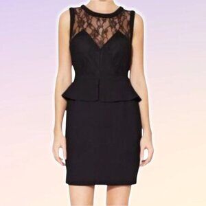 SANDRO Paris Lace Peplum Sleeveless Sheath Dress Sz Small Black